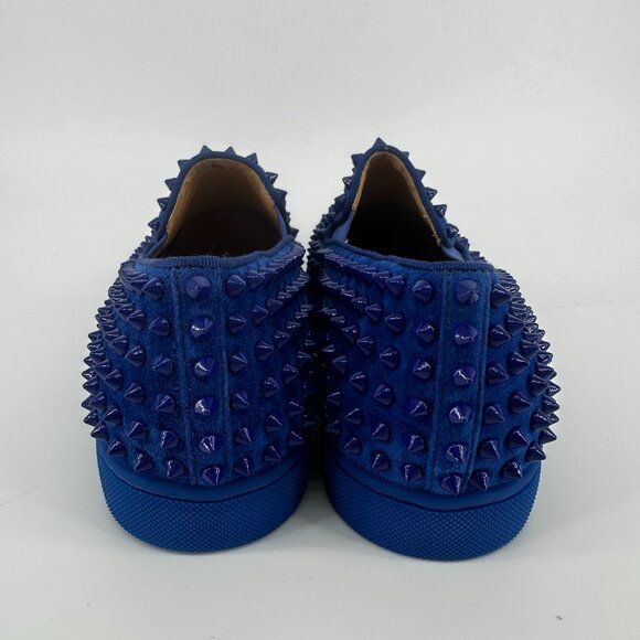 Louboutin Blue Suede Roller Boat Spiked Flats - Size 39 - Picture 7 of 12